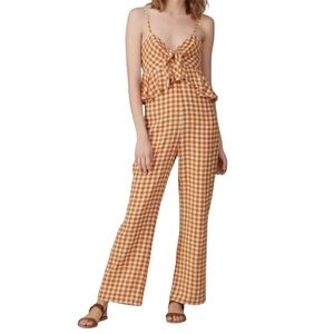 SAYLOR Laken Orange and White Jumpsuit with‎ Tie-Front Detail Size S